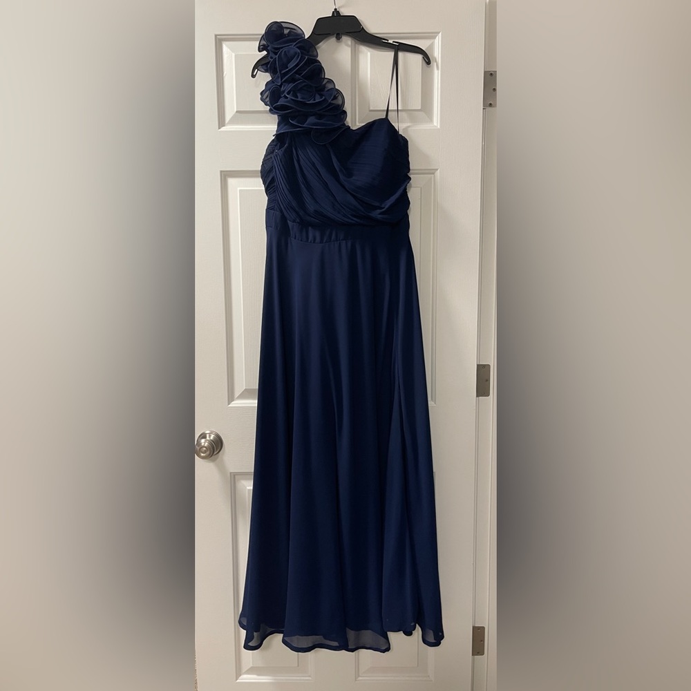 Navy Blue One Shoulder Dress Size 12